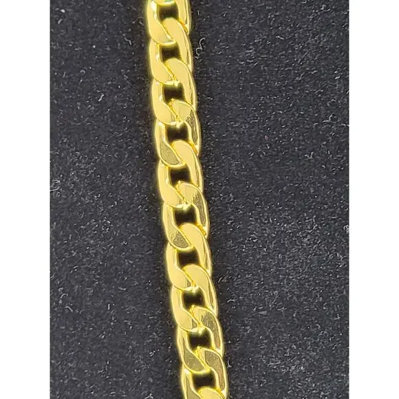 Gold Plated Men's Cuban Style Chain Necklace Sideways Men 22 Inches